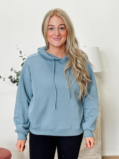 Fleece Hoodie Sweatshirt in Blue Grey