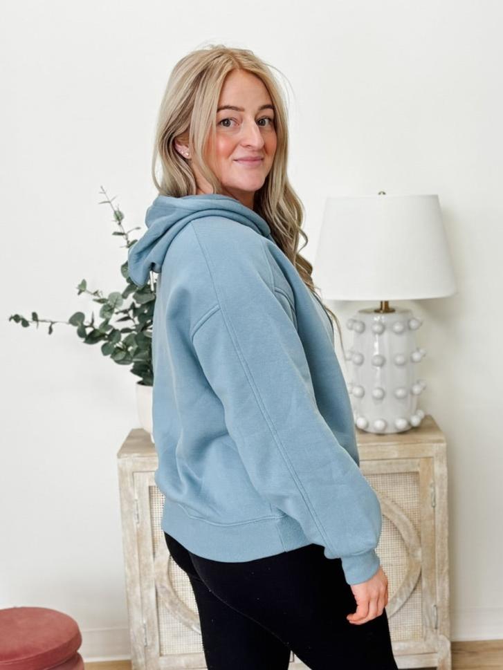 Fleece Hoodie Sweatshirt in Blue Grey