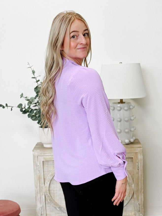 Airflow V-Neck Long Sleeve Top in Lavender