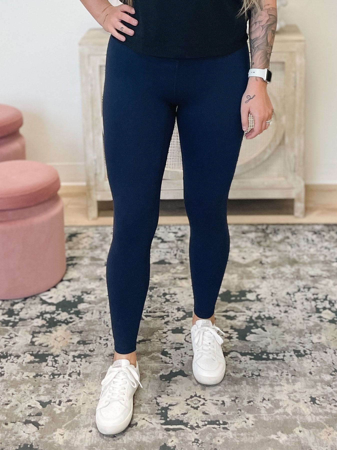 Butter Soft Basic Leggings in Navy