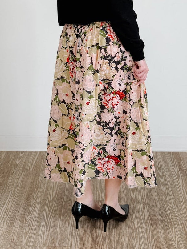 Smocked Waist Midi Skirt