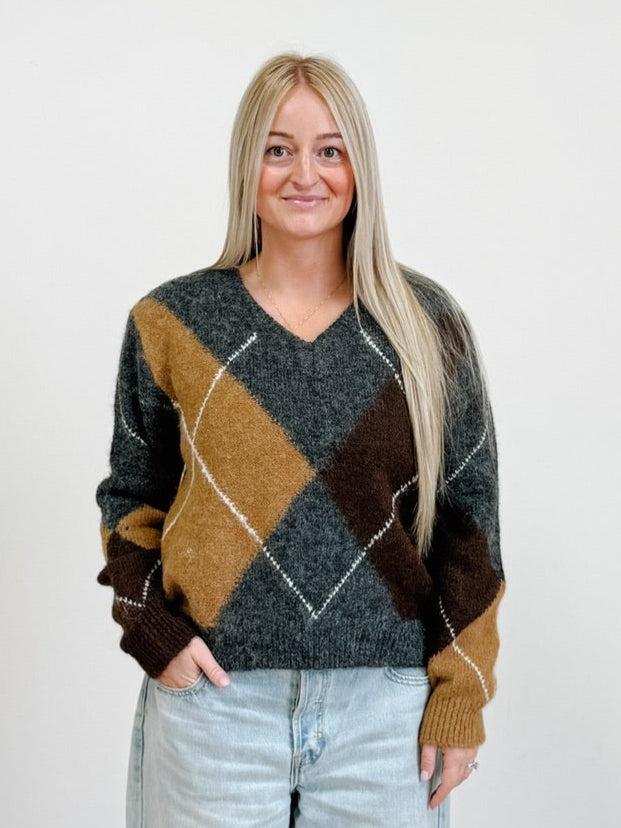 V-Neck Patterned Sweater