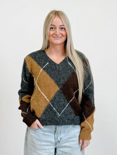 V-Neck Patterned Sweater