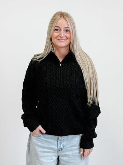 Half Zip Cable Knit Sweater
