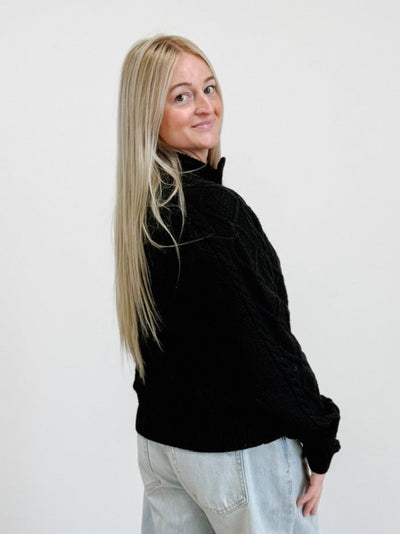 Half Zip Cable Knit Sweater