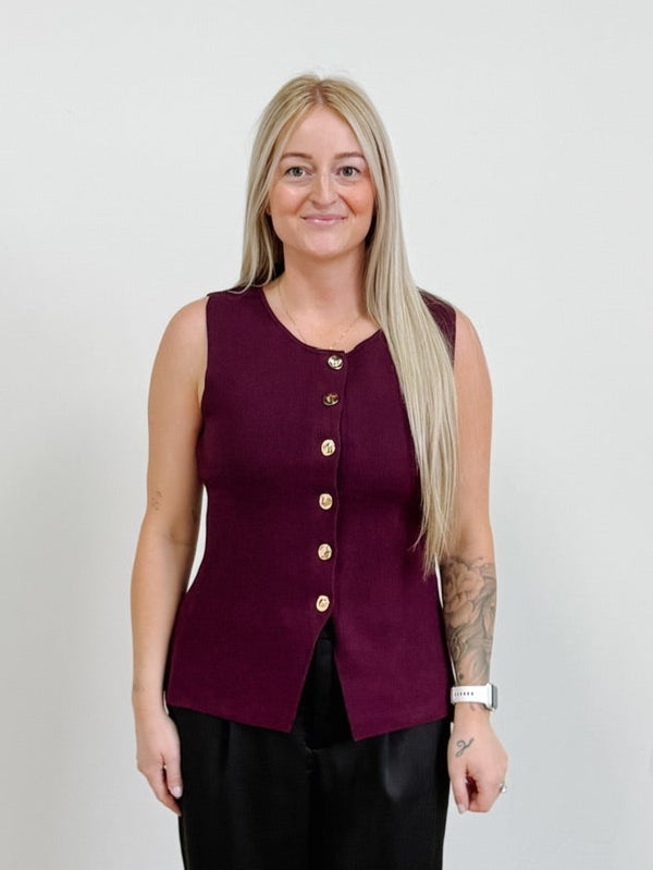 Button Detail Sweater Vest