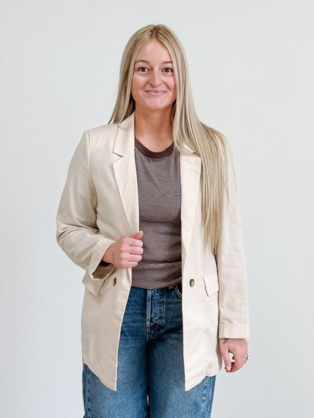 3/4 Cuff Sleeve Collared Blazer