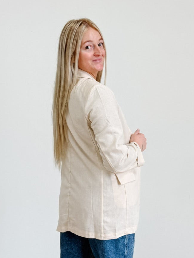 3/4 Cuff Sleeve Collared Blazer