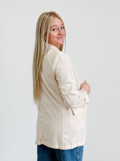 3/4 Cuff Sleeve Collared Blazer