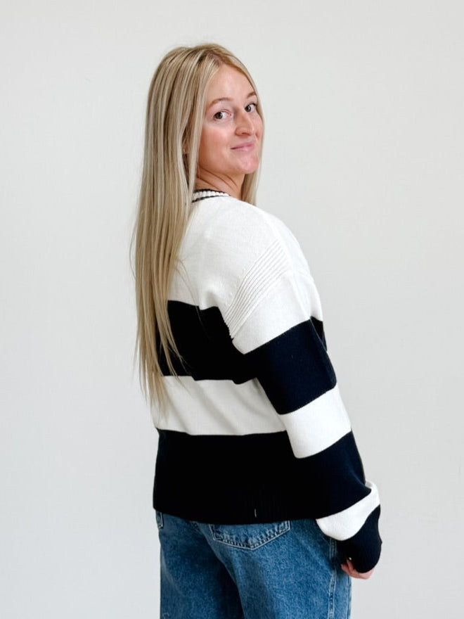 Tabitha Sweater in Navy / White