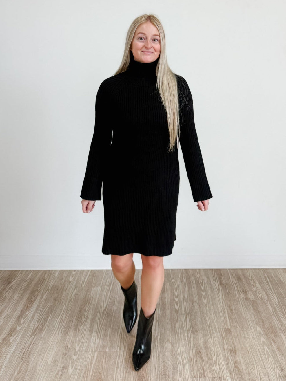 Ribbed Turtleneck Sweater Dress