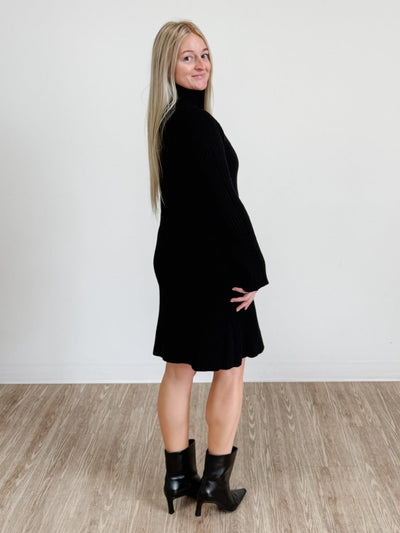 Ribbed Turtleneck Sweater Dress