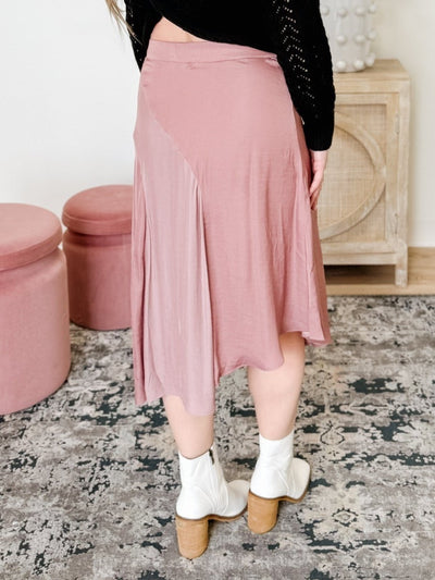 Paneled Asymmetric Midi Skirt in Sable