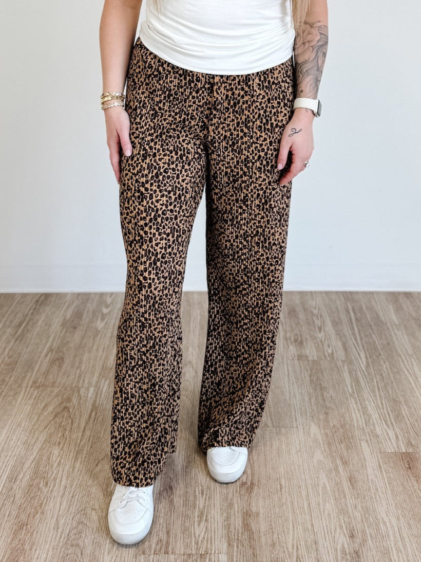 The Lenny Leopard Wide Leg Pants
