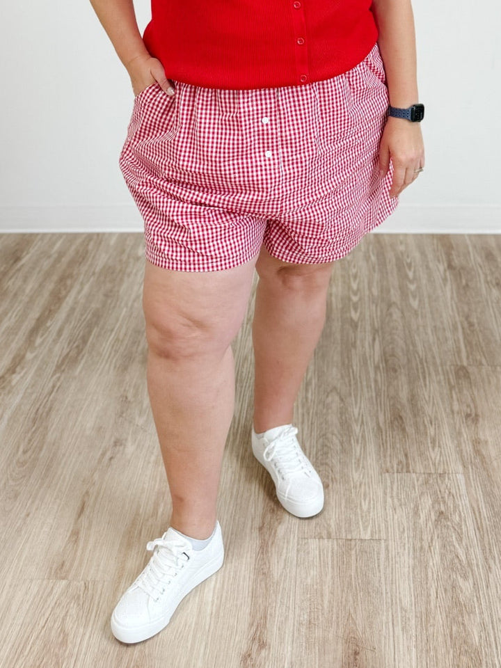 Gingham Boxer Shorts in Red