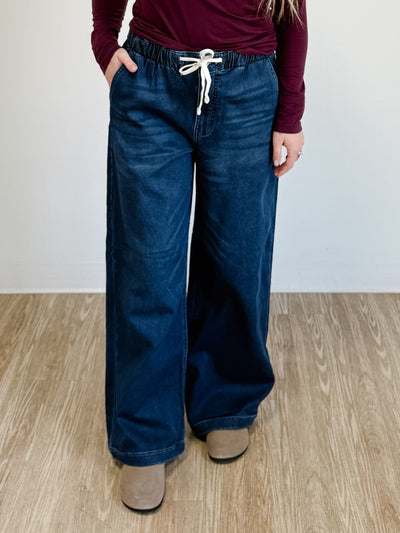 Wide Leg Knit Denim Pant