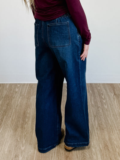 Wide Leg Knit Denim Pant