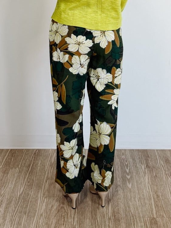 Wide Leg Flowy Pants in Palm Blossom