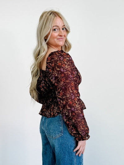 Square Neck Floral Blouse