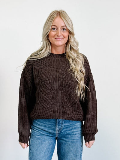 Chunky Cable Knit Sweater in Brown