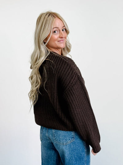 Chunky Cable Knit Sweater in Brown