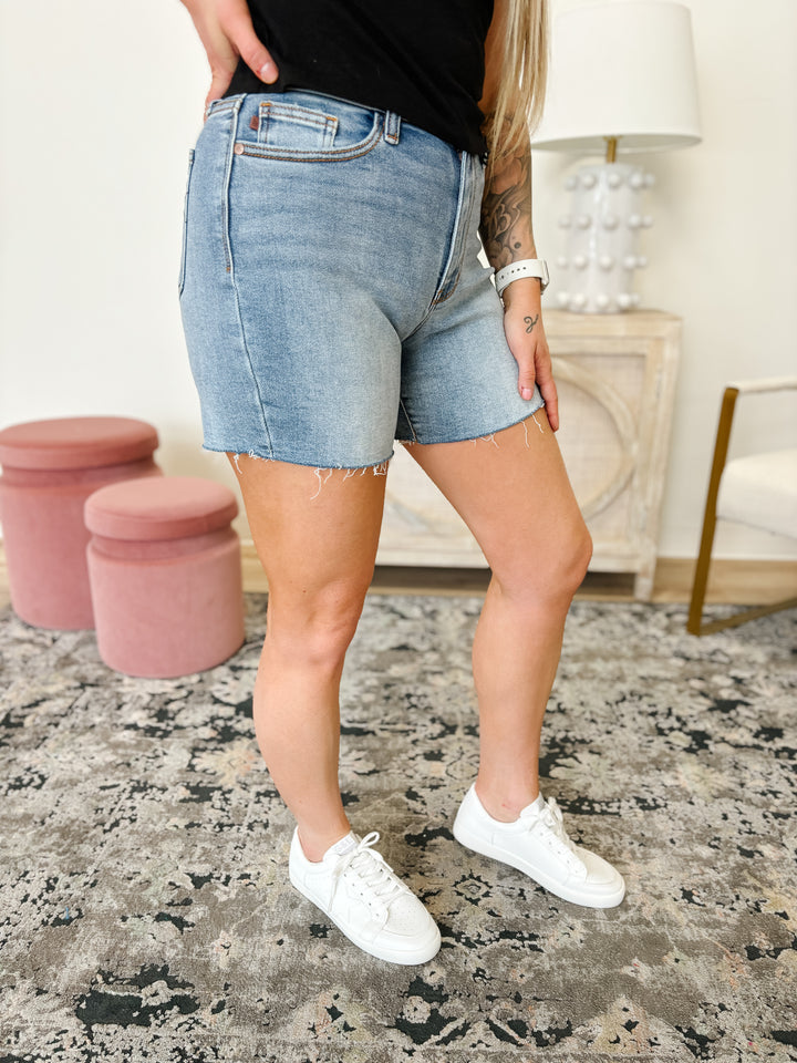 Judy Blue High Waist Denim Shorts in Light Blue