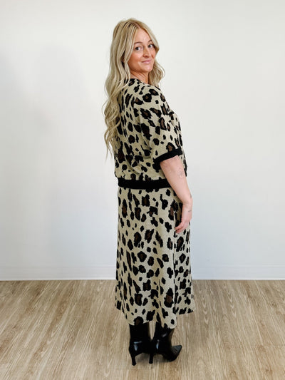 Leopard Printed Two Piece Knit Set
