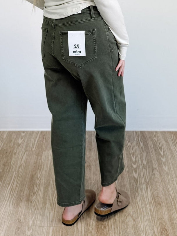 High Rise Ankle Straight Barrel Jean