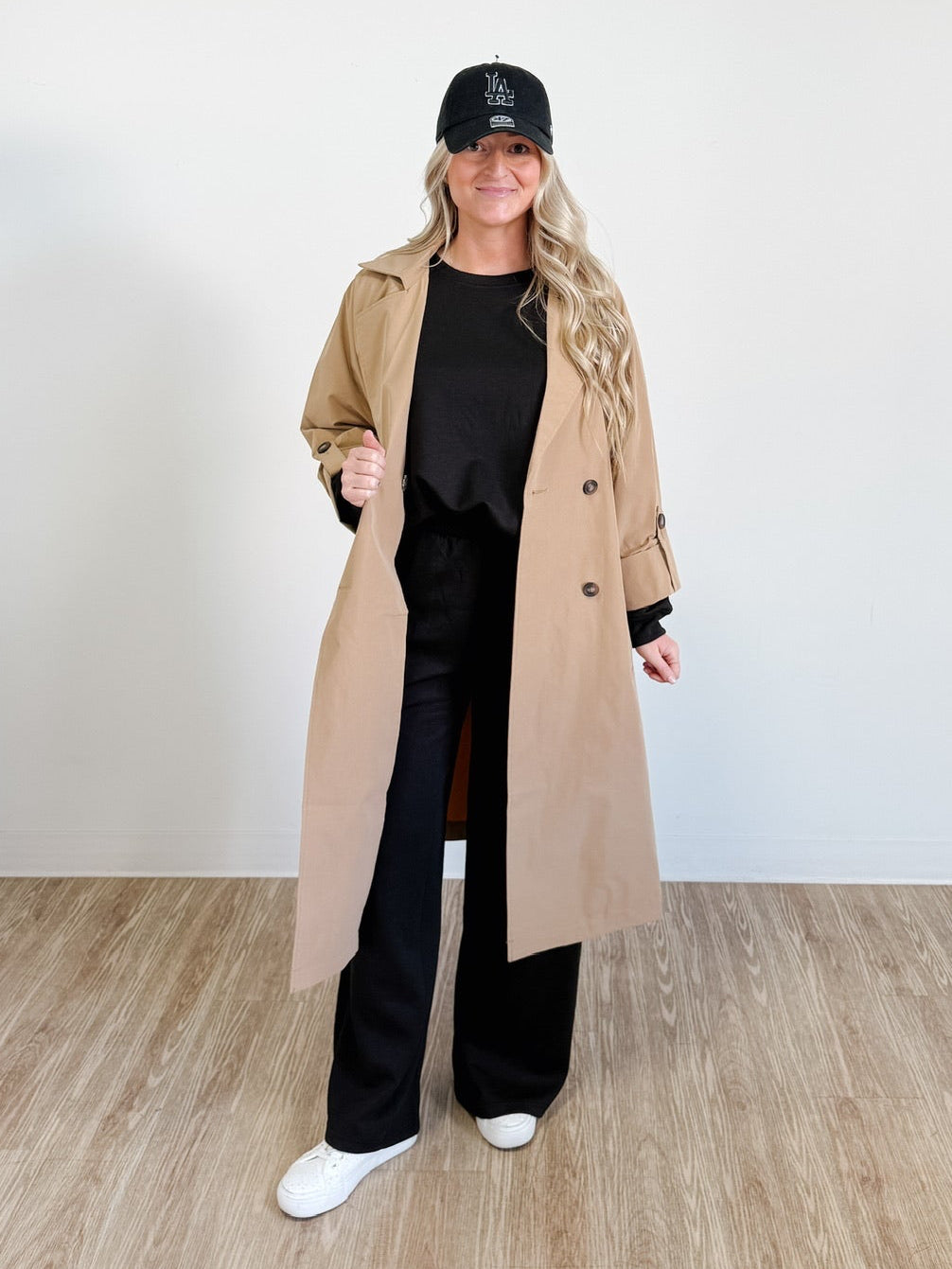 Long Sleeve Belted Trench Coat