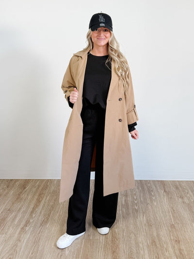 Long Sleeve Belted Trench Coat