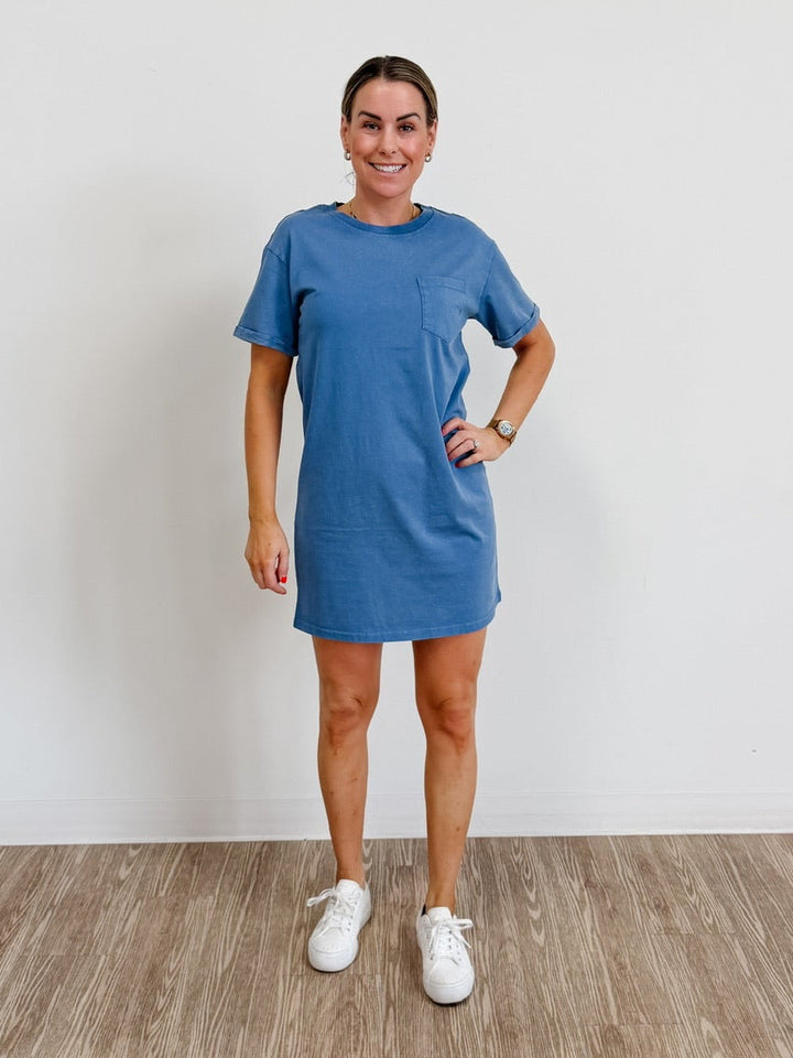Kick Back Dress In Denim Blue