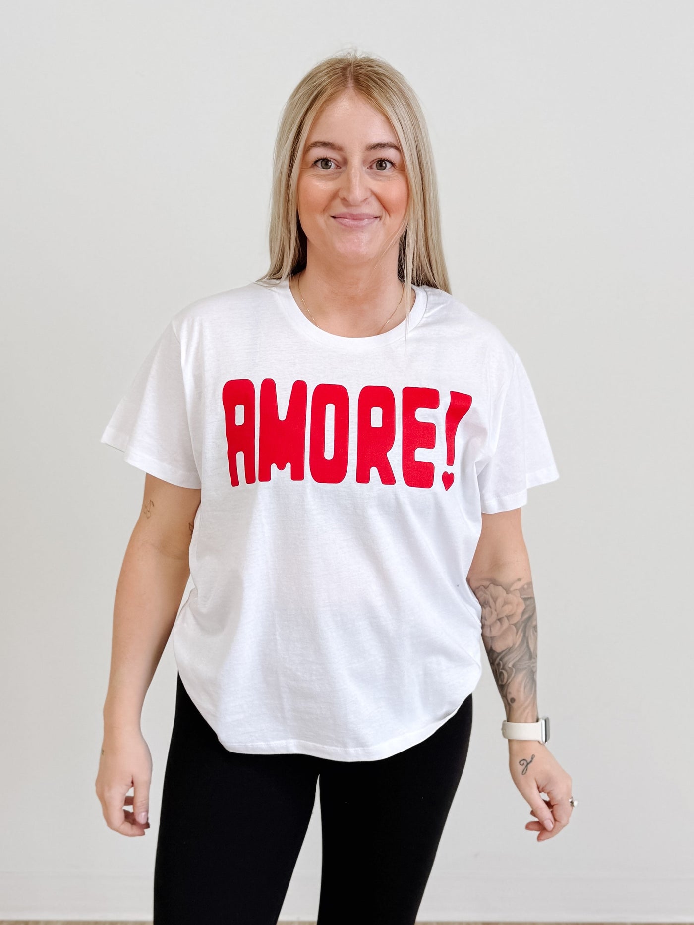 Amore Graphic Boyfriend Tee in White