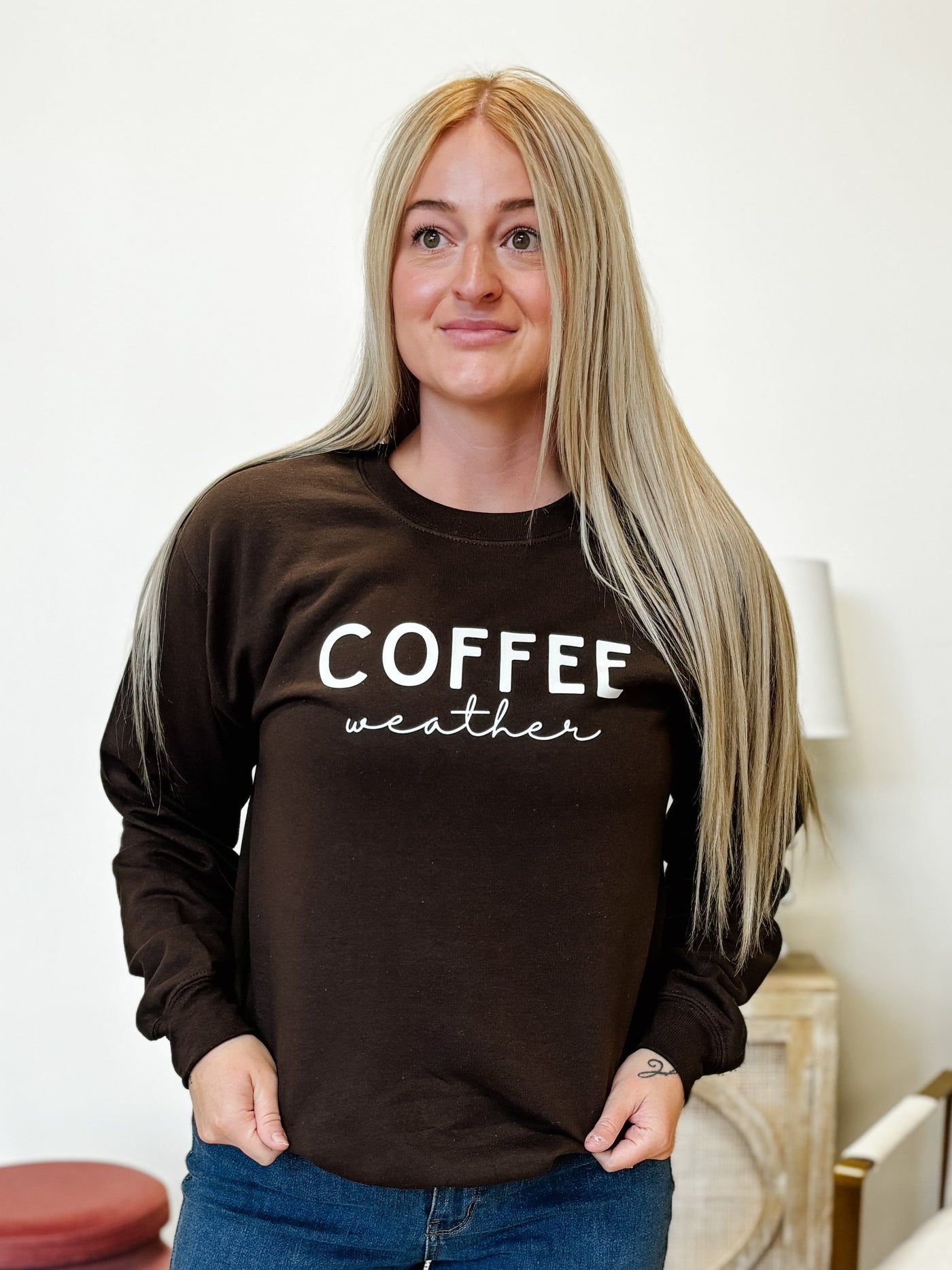 Coffee Weather Classic Crew Neck Sweater in Brown