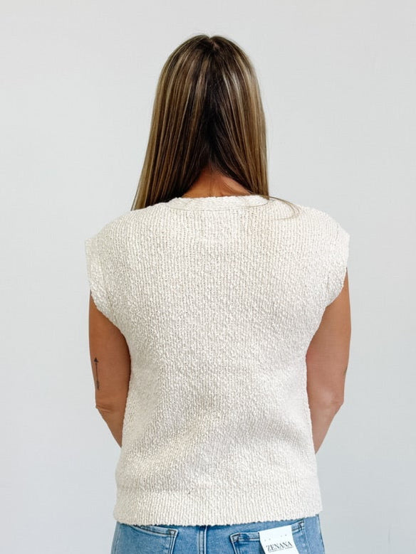 Emma Vest Cardigan in Antique White