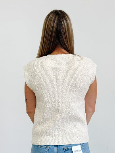 Emma Vest Cardigan in Antique White