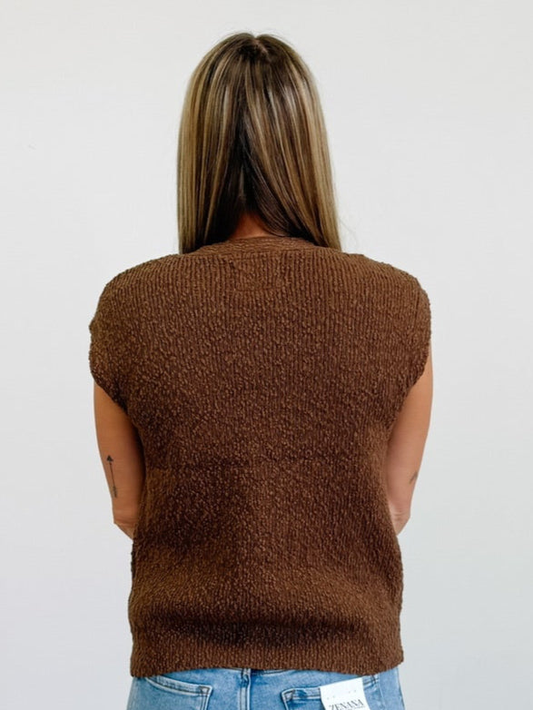 Emma Vest Cardigan in Coffee Bean