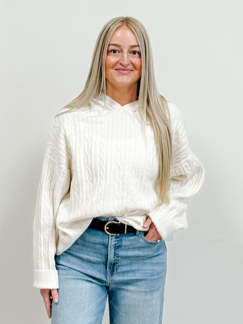 Hooded Cable Sweater