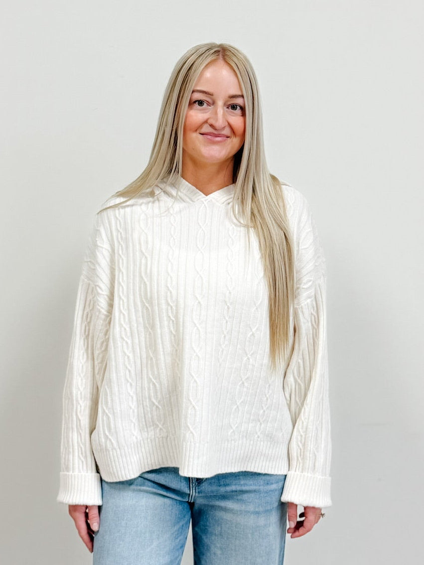 Hooded Cable Sweater