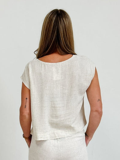 Linen Sleeveless Top in Oatmeal