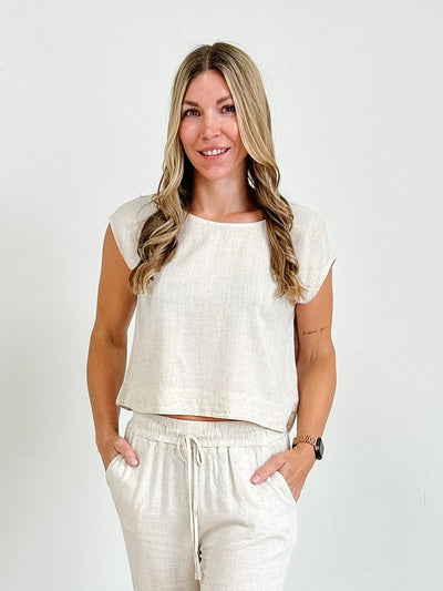 Linen Sleeveless Top in Oatmeal