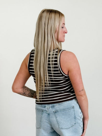 Thread & Supply Edlin Tank in Coffee / Off White Stripe