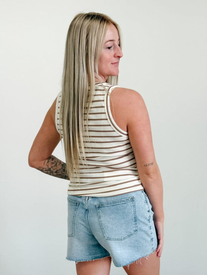 Thread & Supply Edlin Tank in Off White / Brown Stripe