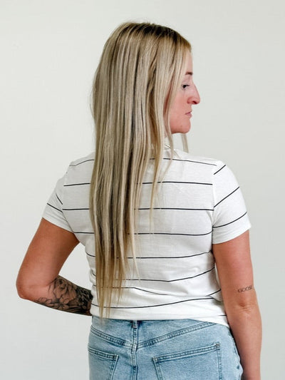 Asher Tee in White / Black Stripe