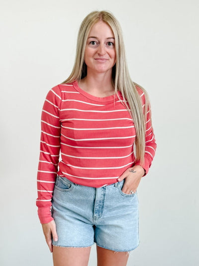 Thread & Supply Stacy Top in Rose / Off White Stripe