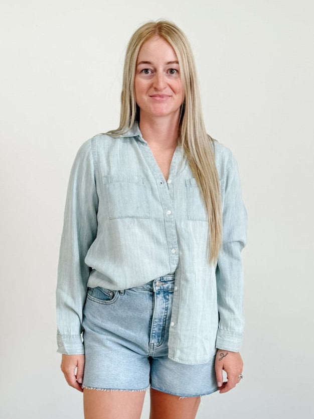 Ginger Shirt in Pinstripe Blue