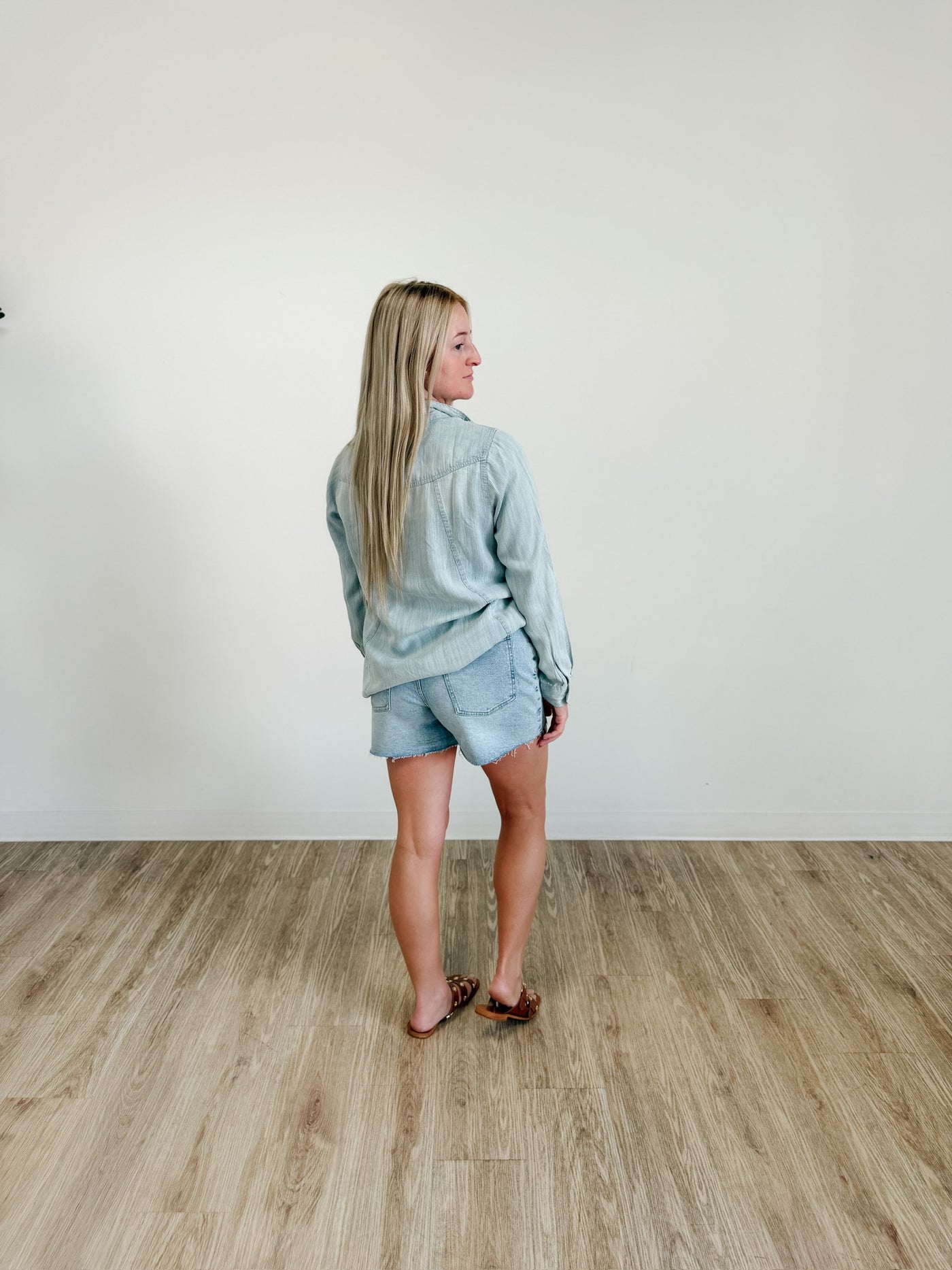 Ginger Shirt in Pinstripe Blue