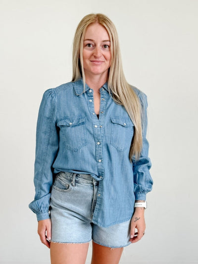 Lyocell Slub Volume Western Denim Shirt