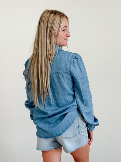 Lyocell Slub Volume Western Denim Shirt