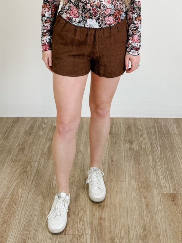 Drawstring Shorts in Brown