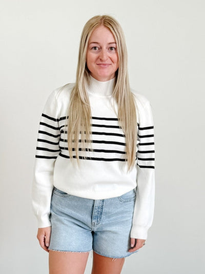 Emerson Sweater in White / Black
